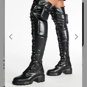 Over knee utility boot black